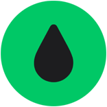 Uma gota preta em um círculo verde.