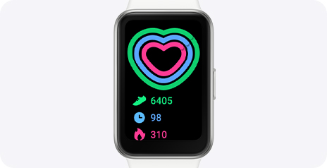 Vemos o Galaxy Fit3 com o recurso de rastreamento de atividade diária aberto, exibindo as barras de progresso e as métricas de atividade.