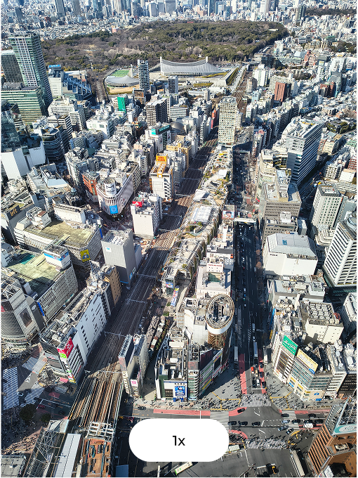 Vista da cidade com zoom 1x