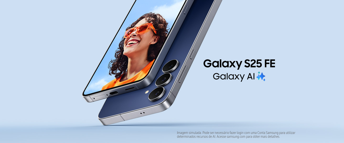 Com apenas 7,4 mm e 190 g, o Galaxy S25 FE é o FE mais fino e leve já criado. Suas bordas super finas garantem uma experiência de visualização ainda mais imersiva.