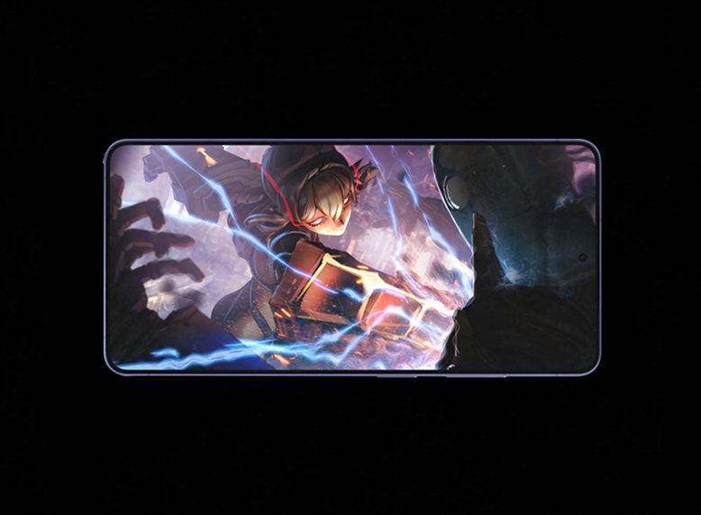 Uma cena de um jogo é exibida na tela principal do Galaxy S26 Ultra